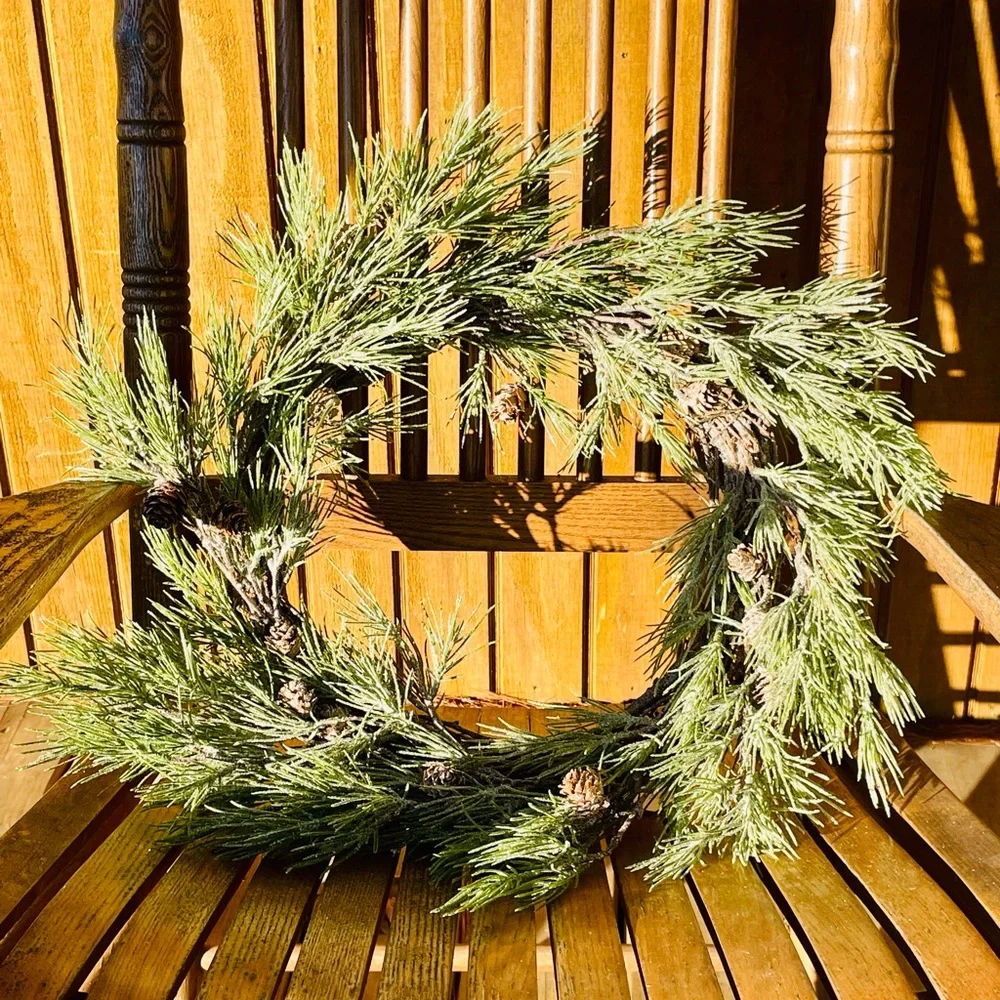 *Glittered Woodland Pine Wreath, 21”